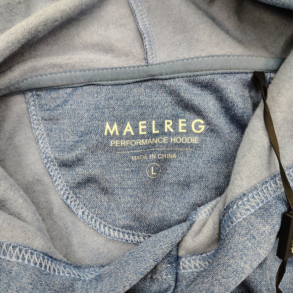 New Maelreg Mens Size L Performance Golf Hoodie Blue Heather Wicking Fast Ship - Picture 3 of 5